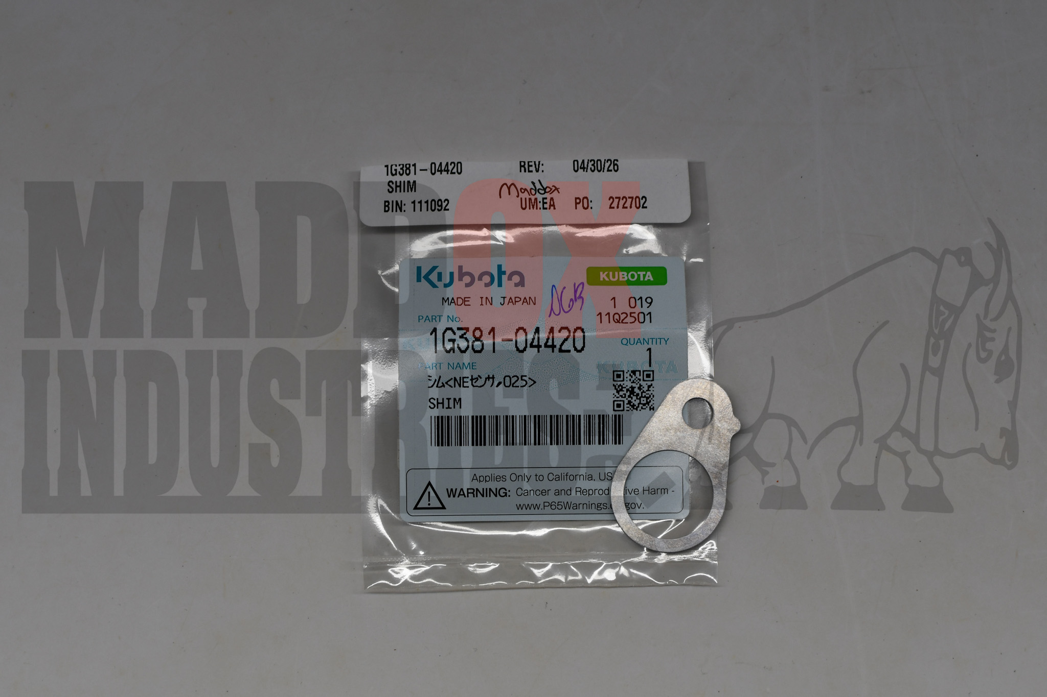 Kubota 1G381-04420 Shim